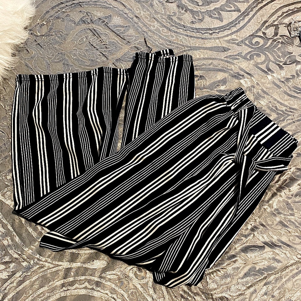 Striped Flared Straight Pants